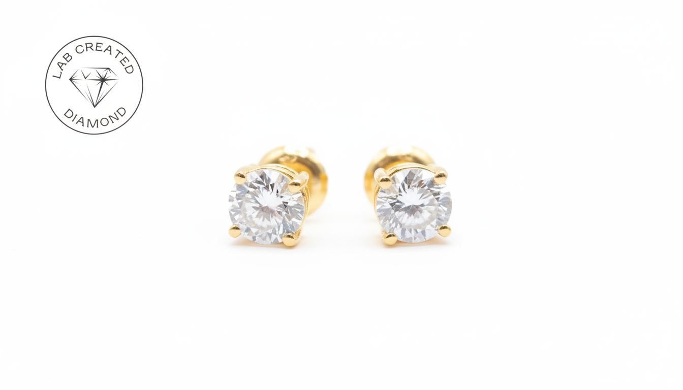 Black Friday Sale: 1 CTTW Lab Diamond Stud Earrings