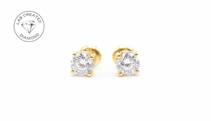 Black Friday Sale: 1 CTTW Lab Diamond Stud Earrings