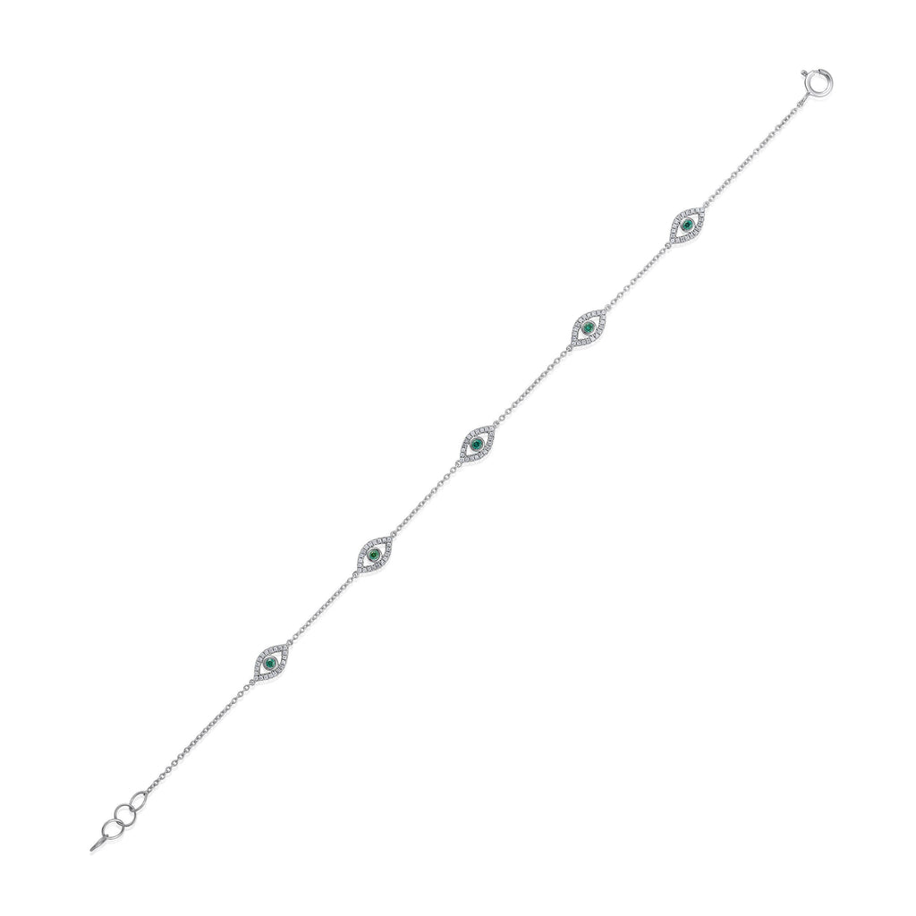 Diamond Blue Sapphire Blue Evil Eye Chain By Yard Bracelet