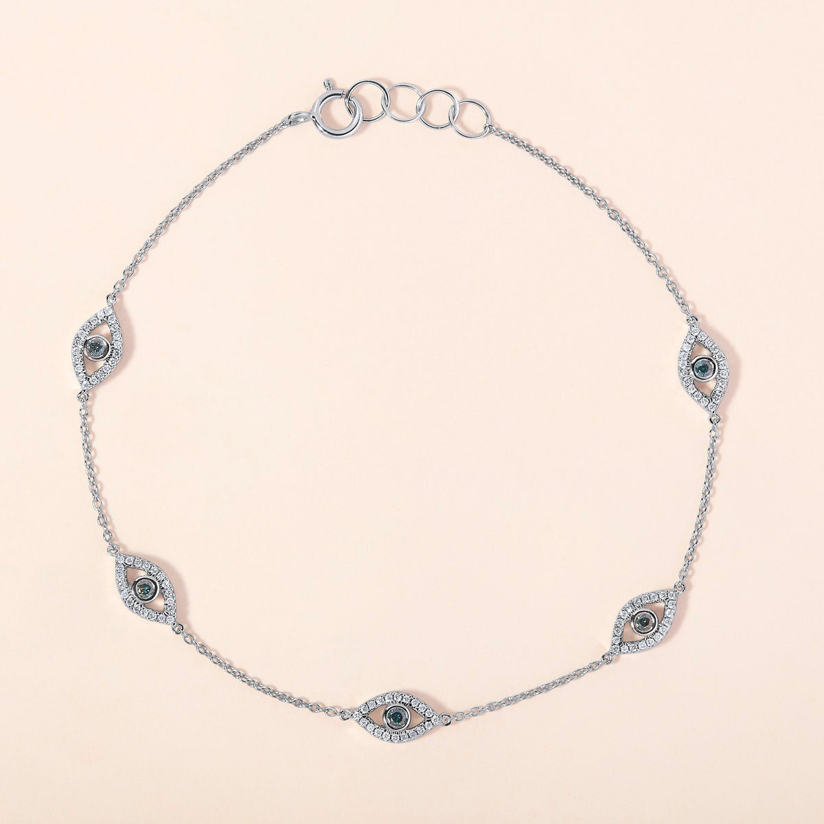 Diamond Blue Sapphire Blue Evil Eye Chain By Yard Bracelet
