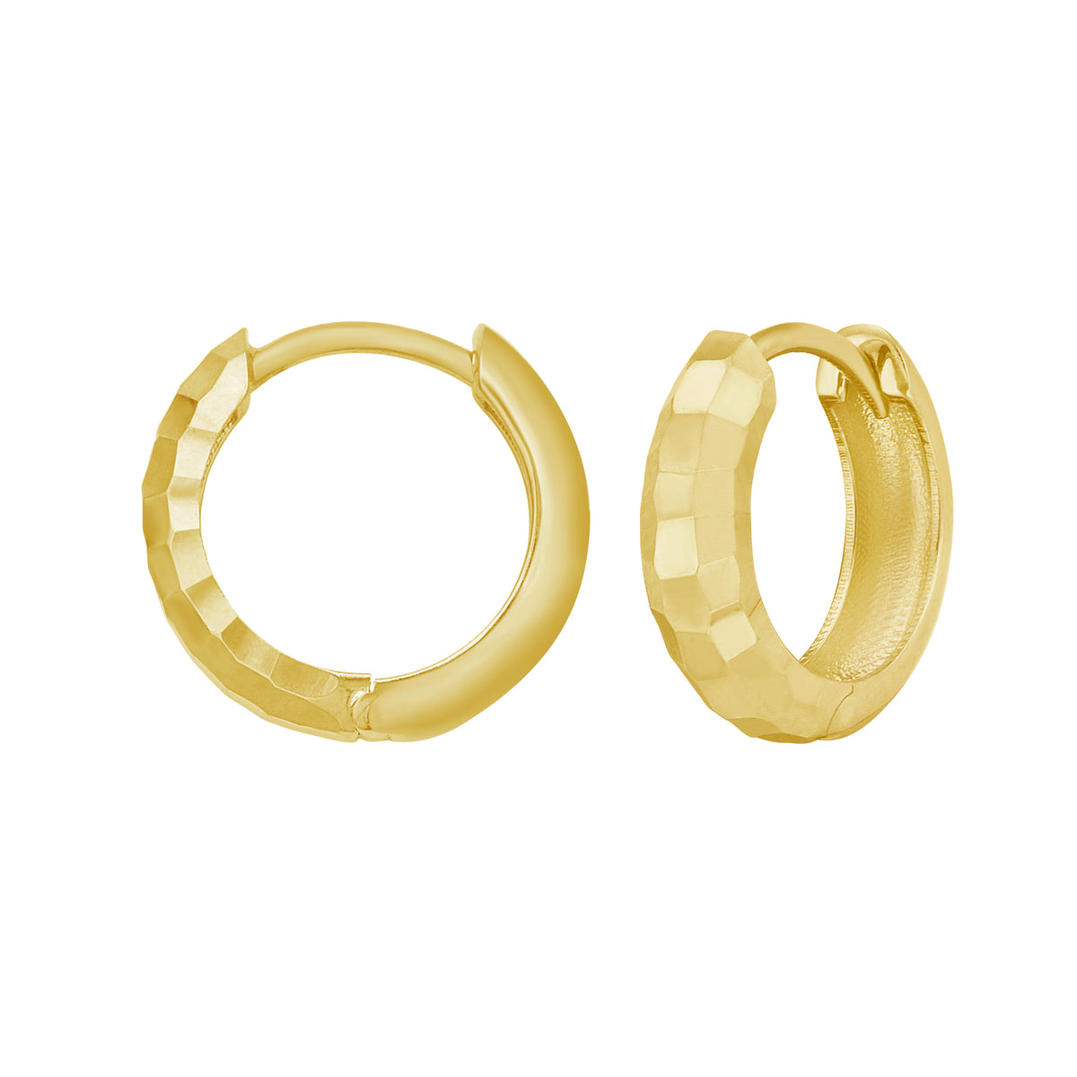 14K Gold Checkerboard Patterned Huggie Hoops – Jewelry Spot USA