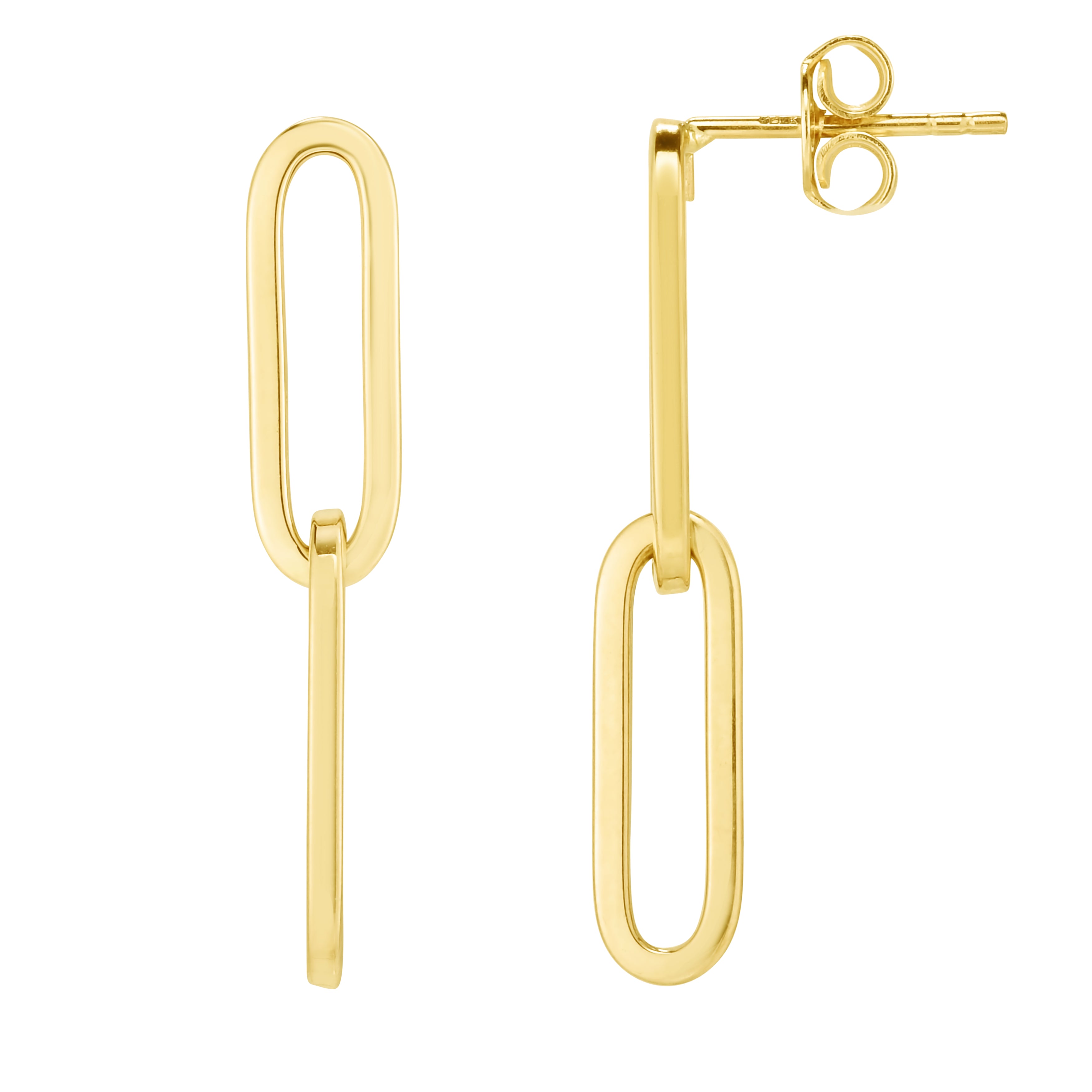 14K Gold Two Link Paperclip Drop Earrings – Jewelry Spot USA