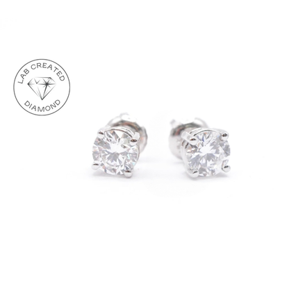 Black Friday Sale: 1 CTTW Lab Diamond Stud Earrings