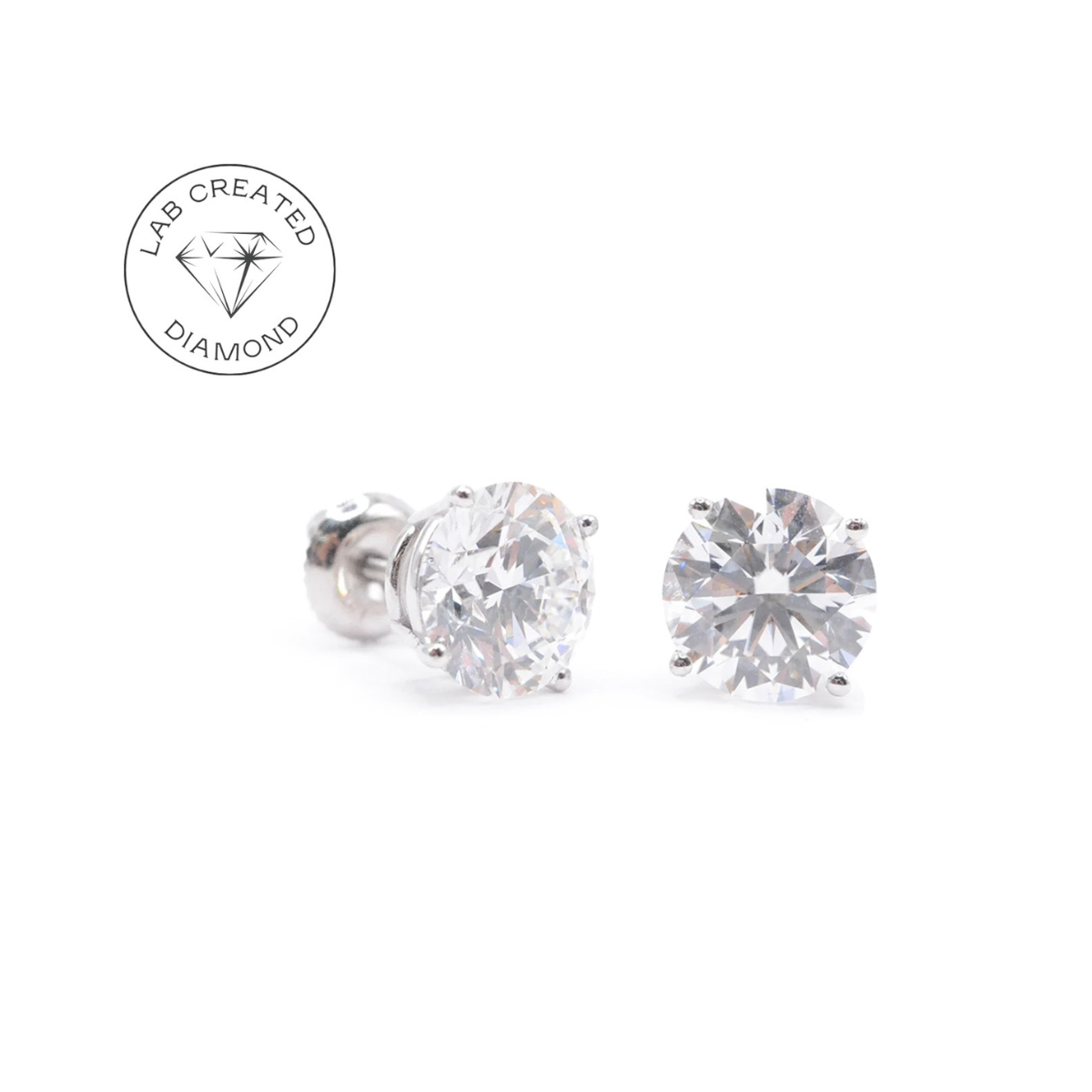 Black Friday Sale: 2 CTTW Lab Diamond Stud Earrings