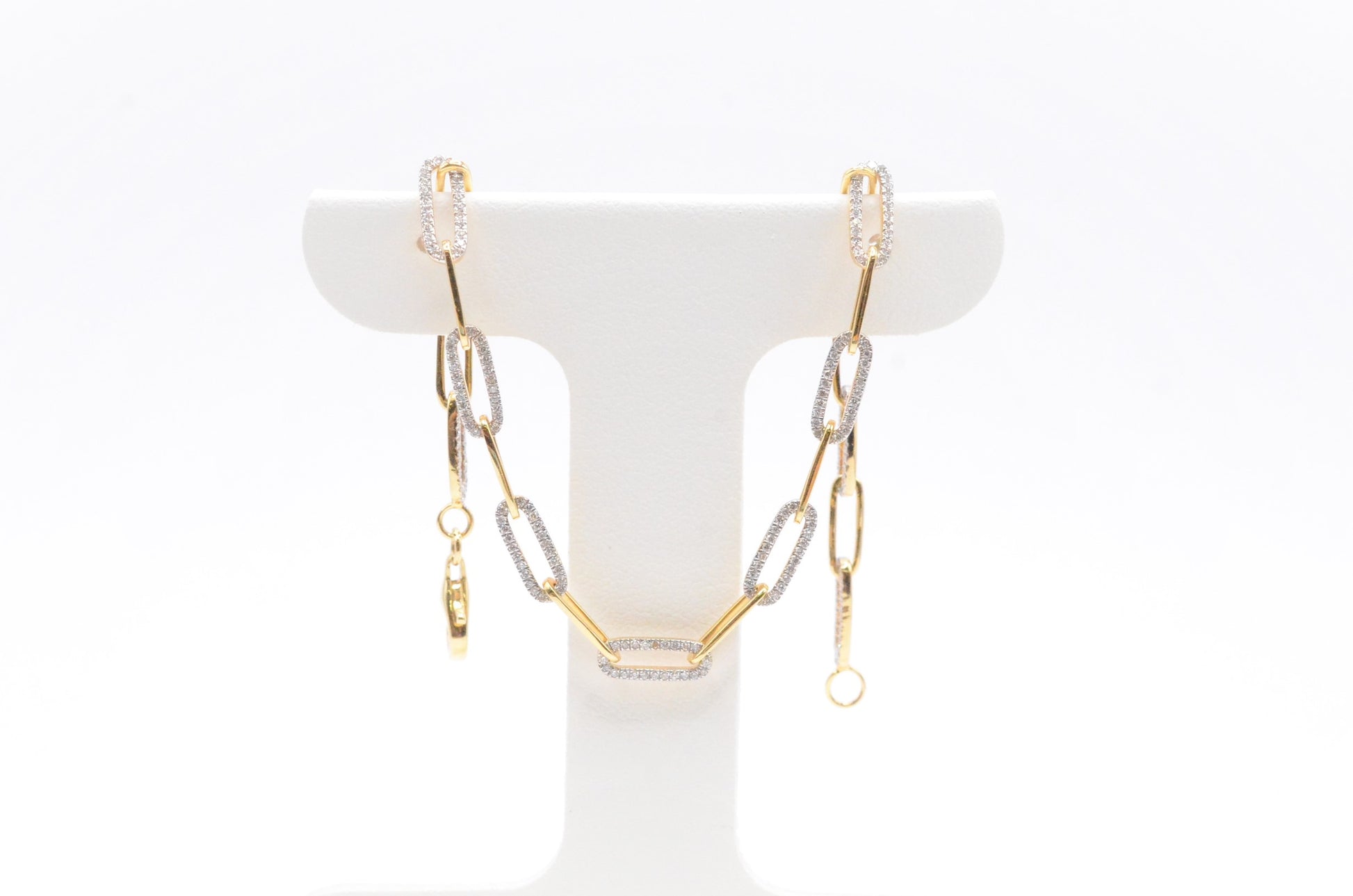 0.65 cttw Diamond Paper Clip Bracelet 7.25" 14K Yellow Gold Diamond Bracelet