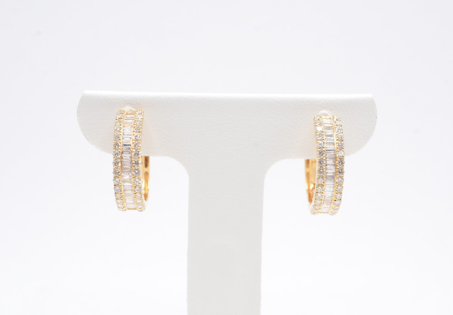 1.5 cttw Baguette Natural Diamond Hoop Earrings 14K Yellow Gold Hoops & Huggies
