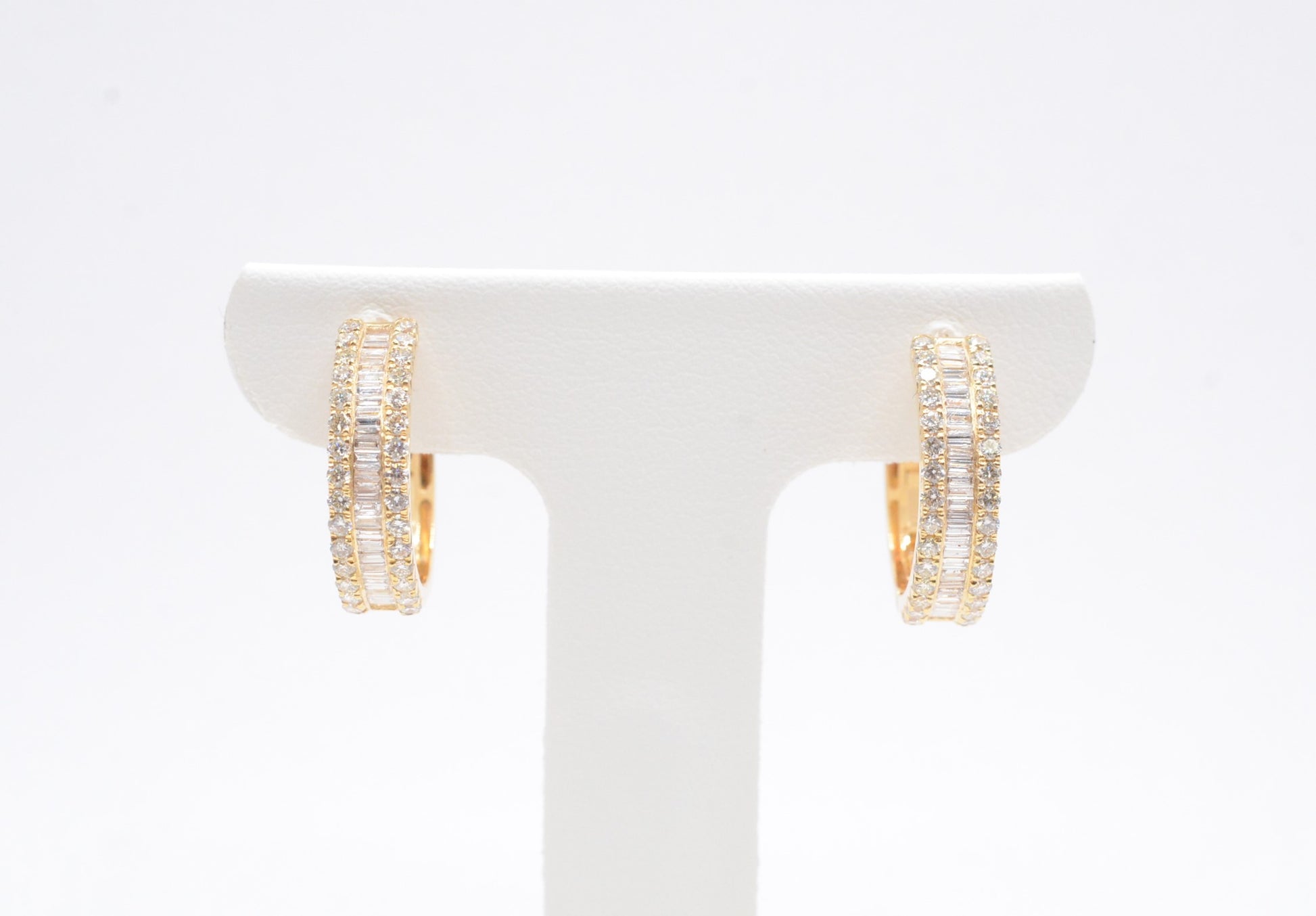 1.5 cttw Baguette Natural Diamond Hoop Earrings 14K Yellow Gold Hoops & Huggies
