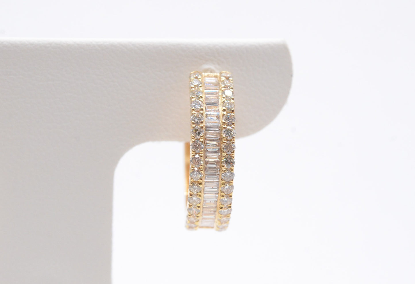 1.5 cttw Baguette Natural Diamond Hoop Earrings 14K Yellow Gold Hoops & Huggies