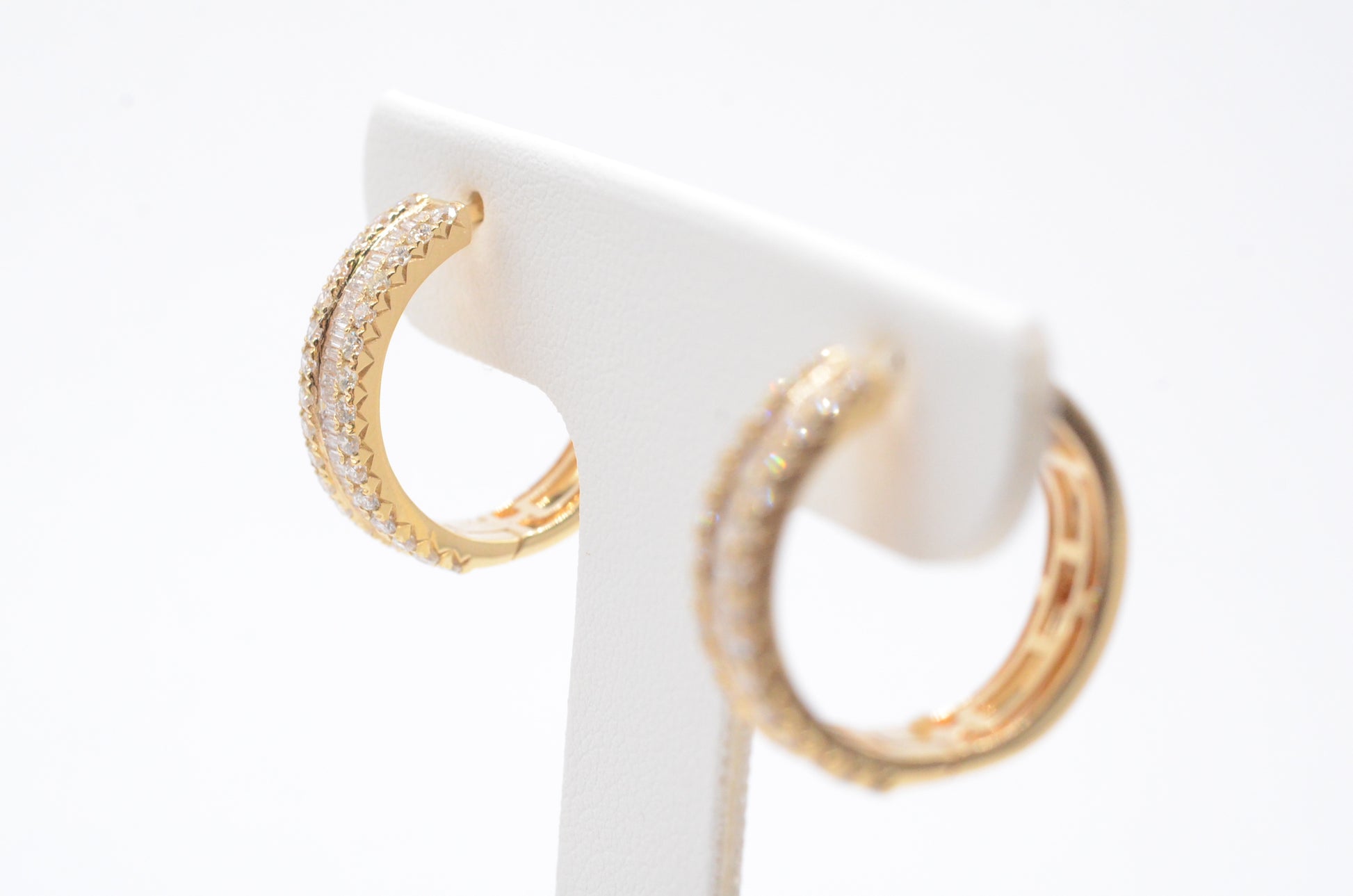 1.5 cttw Baguette Natural Diamond Hoop Earrings 14K Yellow Gold Hoops & Huggies