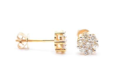 0.50 cttw Diamond Flower Stud Earrings 10K Yellow Gold Cluster Studs