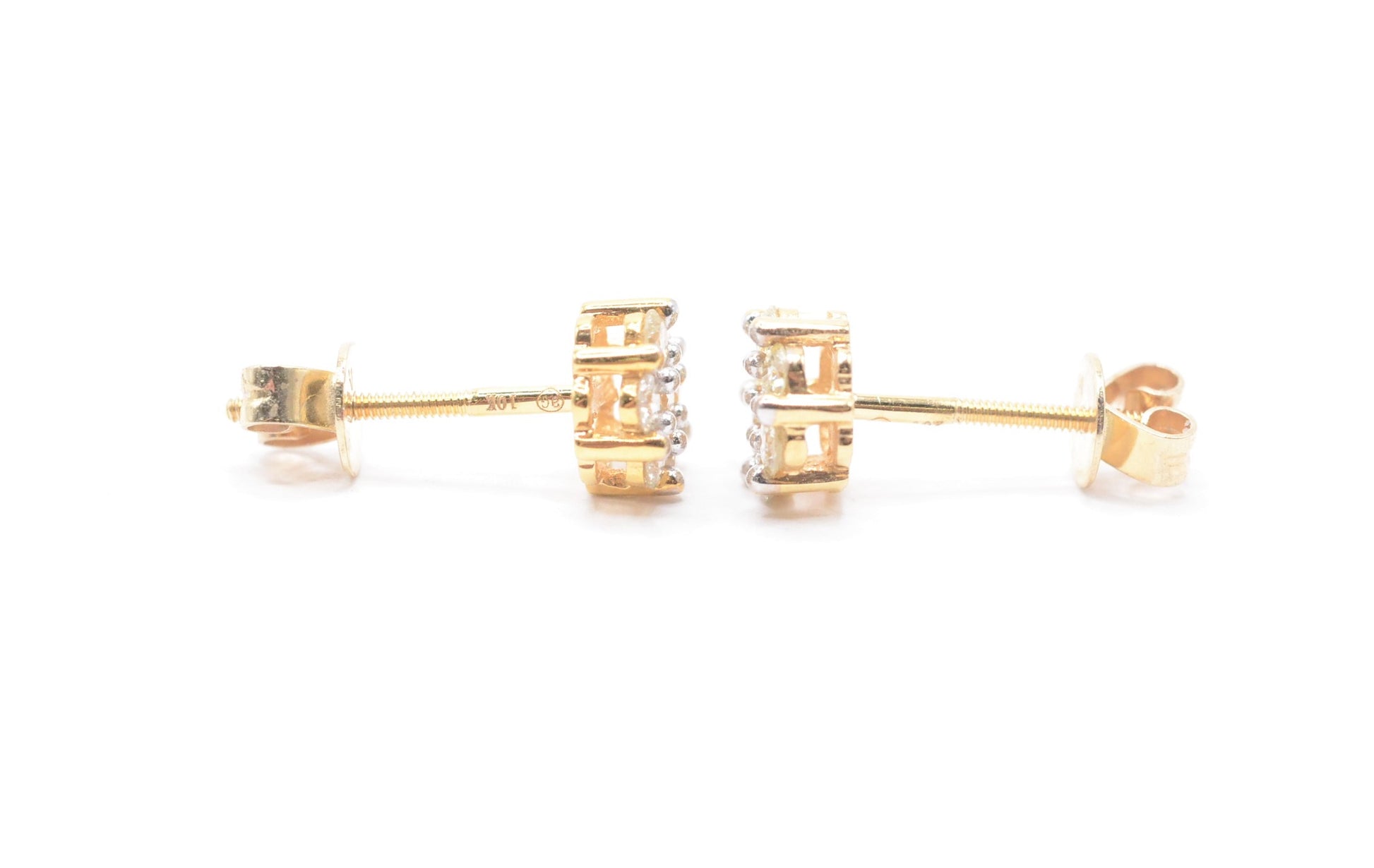 0.50 cttw Diamond Flower Stud Earrings 10K Yellow Gold Cluster Studs