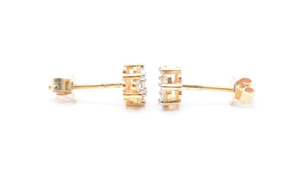 0.50 cttw Diamond Flower Stud Earrings 10K Yellow Gold Cluster Studs