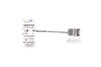 0.33 cttw Diamond Flower Stud Earring 10K White Gold Cluster Studs