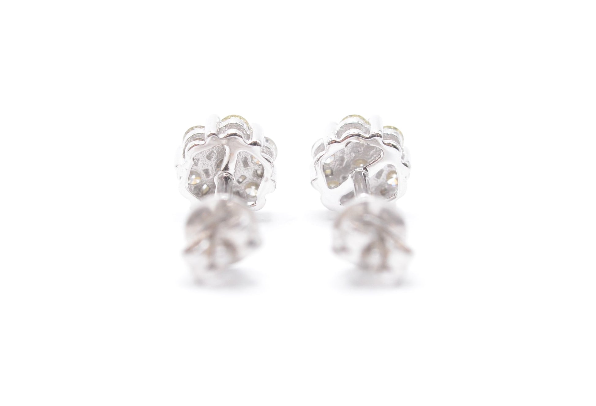 0.25 cttw Diamond Flower Stud Earrings 10K White Gold Cluster Studs