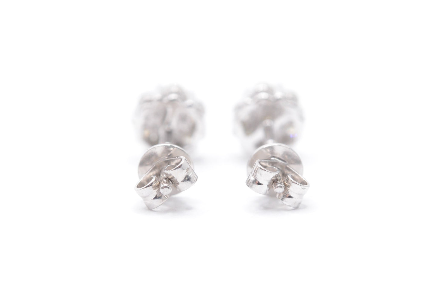 0.25 cttw Diamond Flower Stud Earrings 10K White Gold Cluster Studs