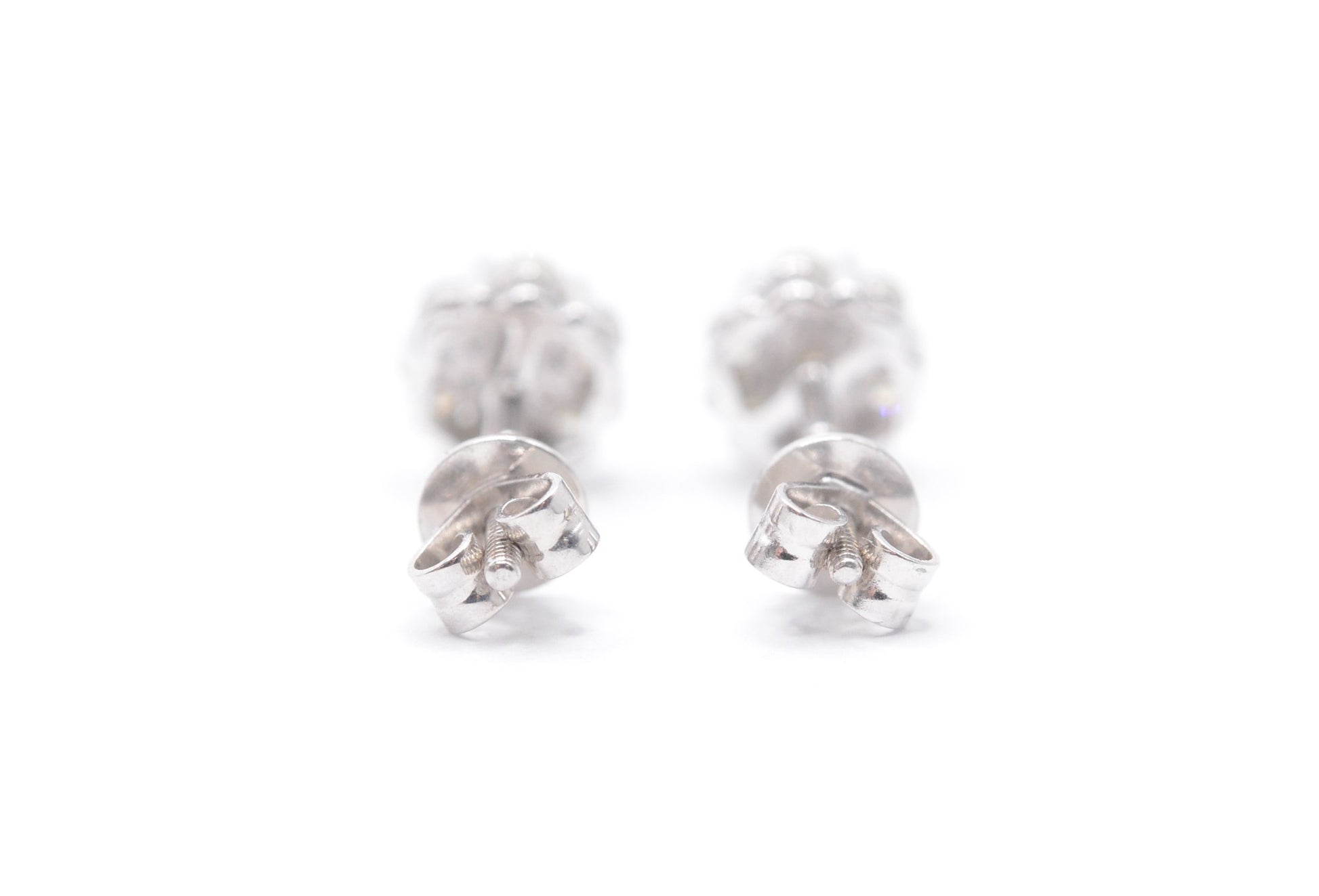 0.25 cttw Diamond Flower Stud Earrings 10K White Gold Cluster Studs