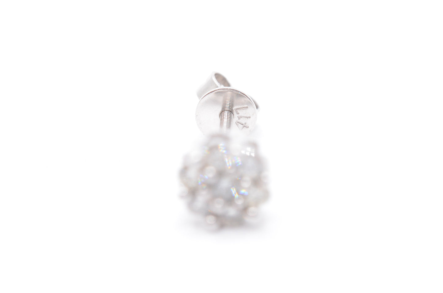 0.15 cttw Micro Diamond Flower Stud Earrings 10K White Gold Cluster Studs