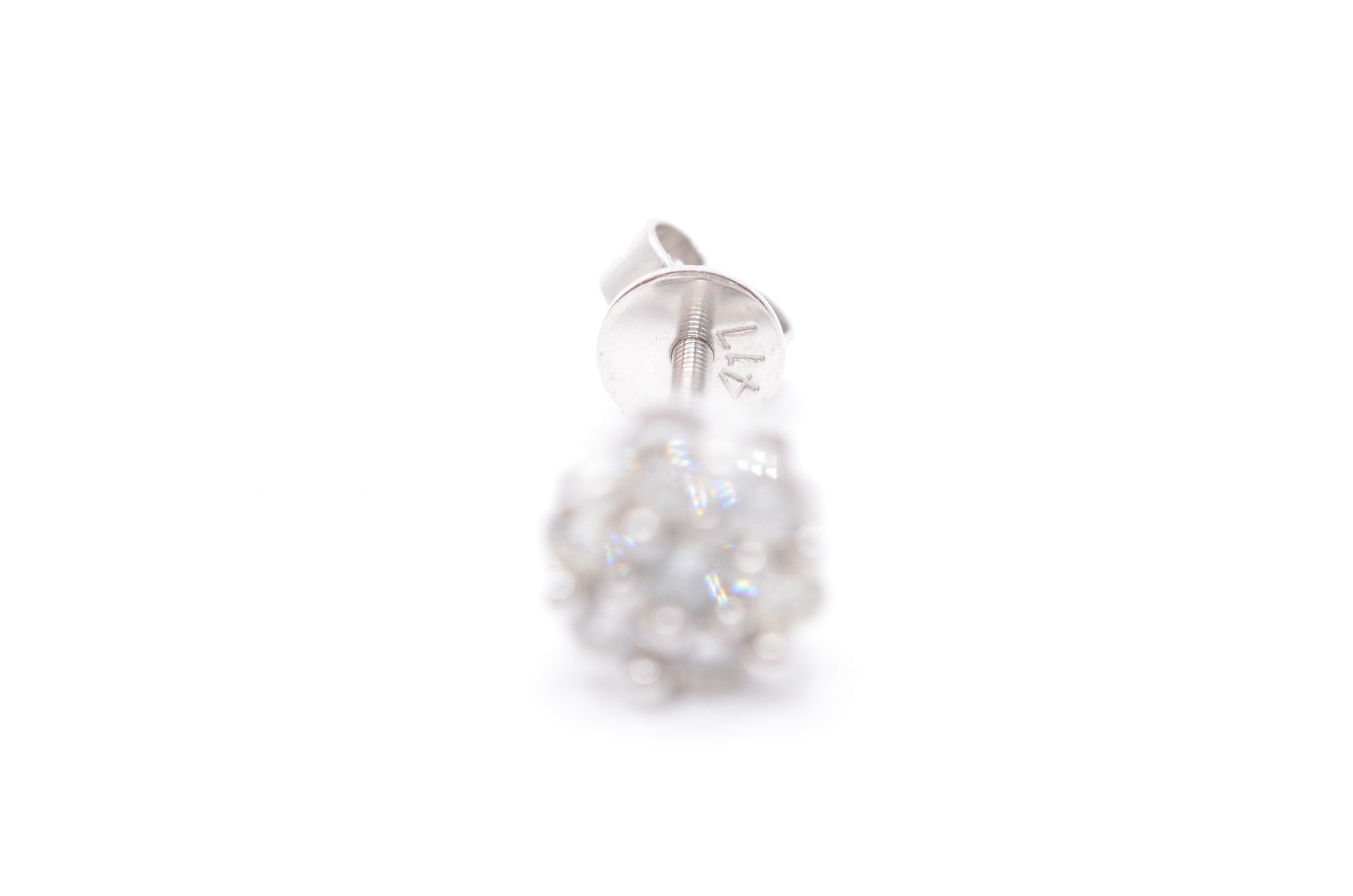 0.15 cttw Micro Diamond Flower Stud Earrings 10K White Gold Cluster Studs