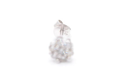 0.15 cttw Micro Diamond Flower Stud Earrings 10K White Gold Cluster Studs