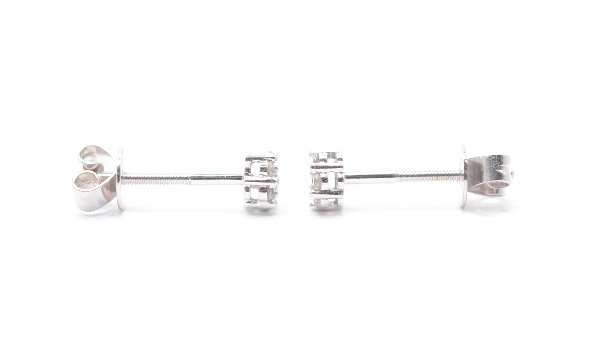 0.15 cttw Micro Diamond Flower Stud Earrings 10K White Gold Cluster Studs