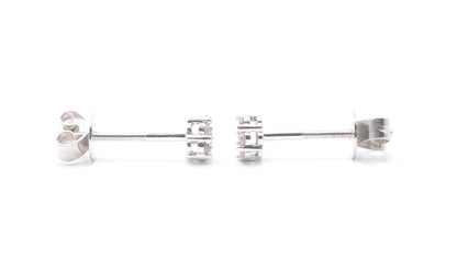 0.15 cttw Micro Diamond Flower Stud Earrings 10K White Gold Cluster Studs