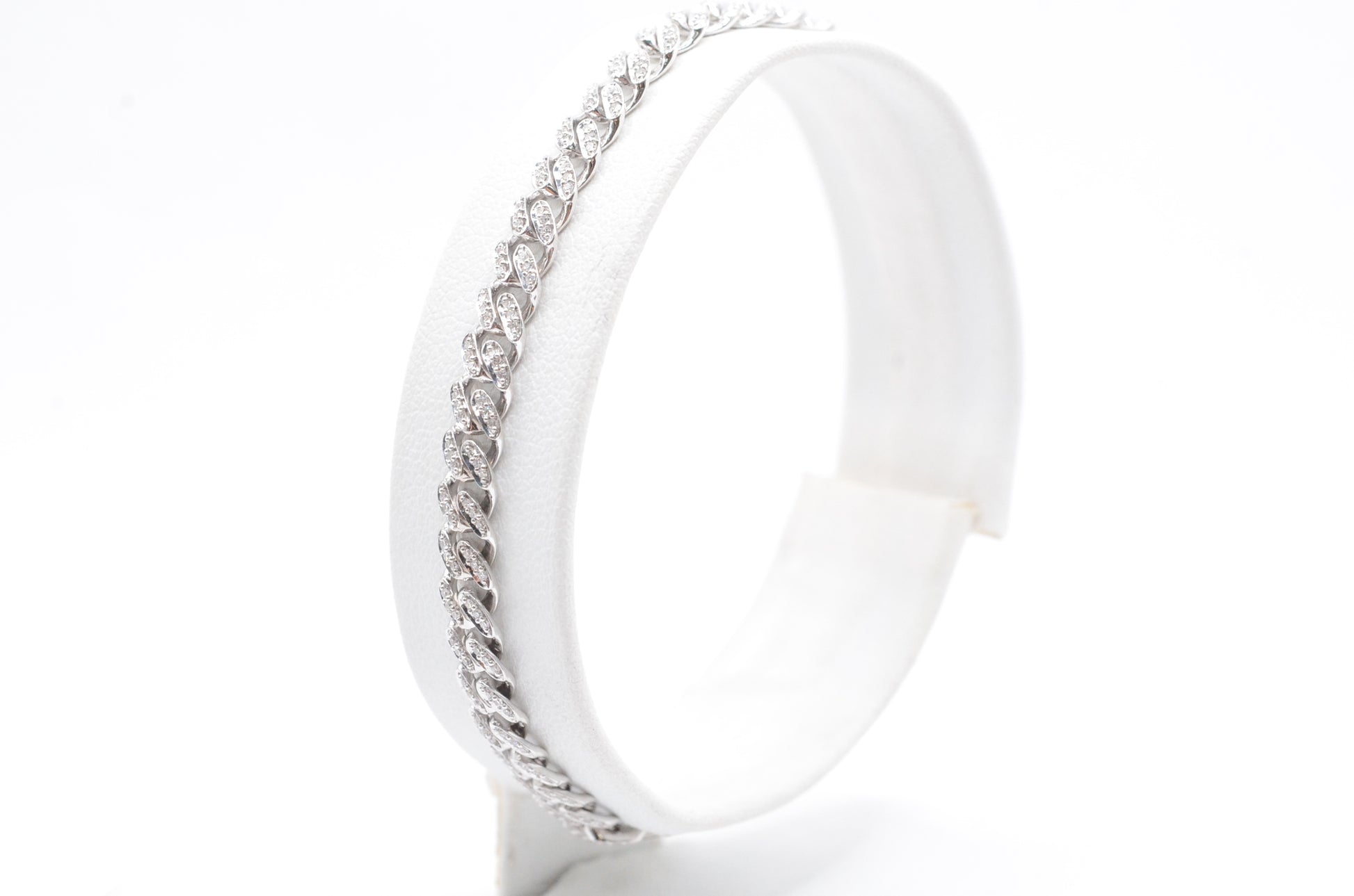 6.5" 0.68 cttw Diamond Micro Cuban Bracelet 14K White Gold Diamond Bracelet