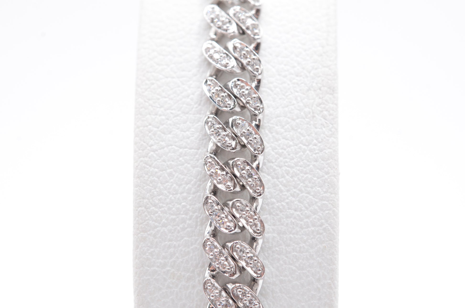 6.5" 0.68 cttw Diamond Micro Cuban Bracelet 14K White Gold Diamond Bracelet