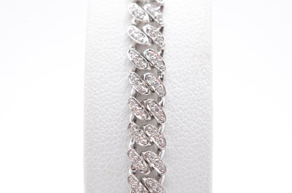6.5" 0.68 cttw Diamond Micro Cuban Bracelet 14K White Gold Diamond Bracelet