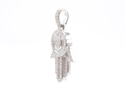 1.25" 1.15 cttw Baguette Diamond Hamsa 14K White Gold Hamsa