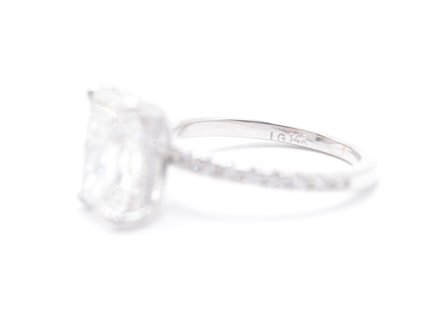 2.5ct Radiant Lab-Grown Diamond in 14K White Gold with Accented Underhalo Pave Setting Made to Order