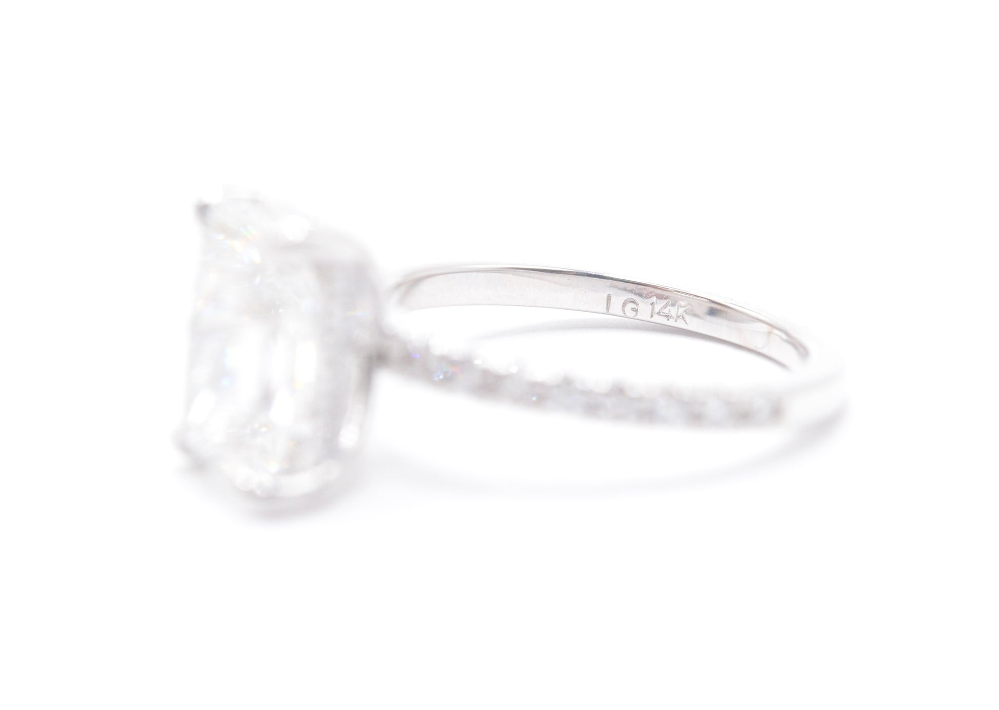 2.5ct Radiant Lab-Grown Diamond in 14K White Gold with Accented Underhalo Pave Setting Made to Order