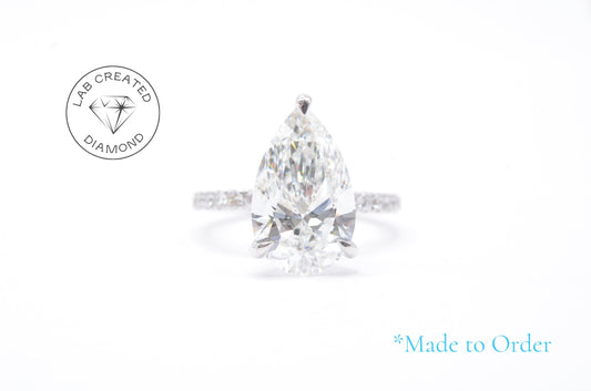 4ct pear shaped lab diamond igi certified f color vs1 diamond mounting 14k white gold