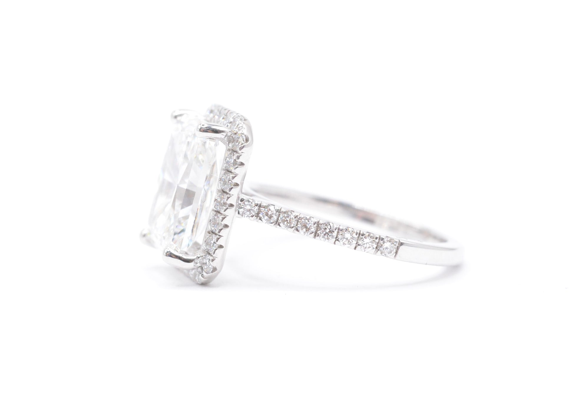Made to Order-4ct Radiant Lab Diamond Engagement Ring 14K White Gold Made to Order