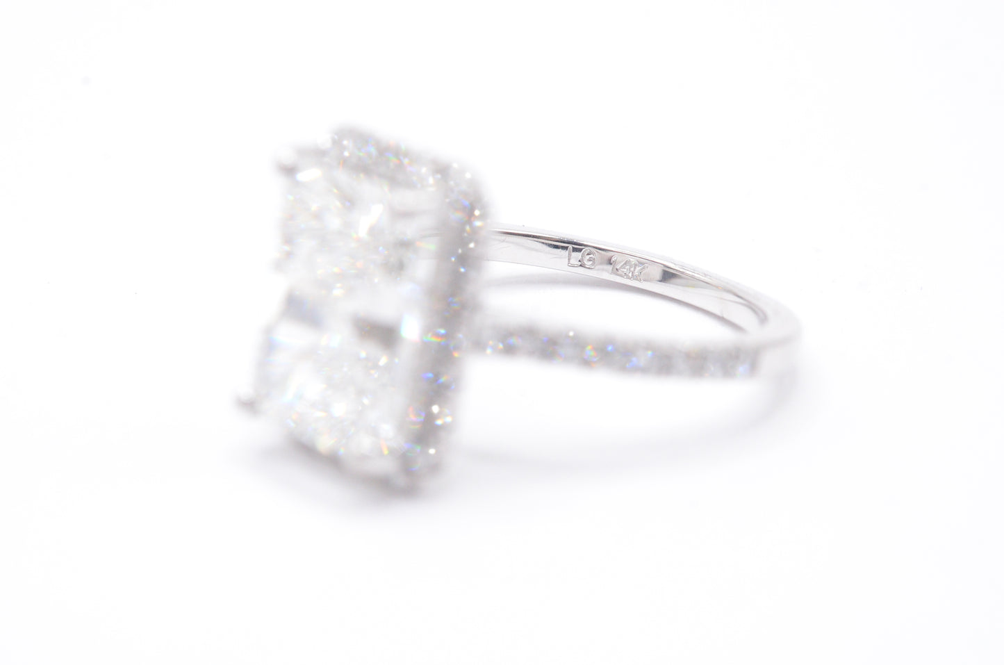 Made to Order-4ct Radiant Lab Diamond Engagement Ring 14K White Gold Made to Order