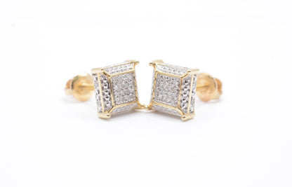 0.15 cttw Square Diamond Cluster Earrings 10K Yellow Gold Cluster Studs