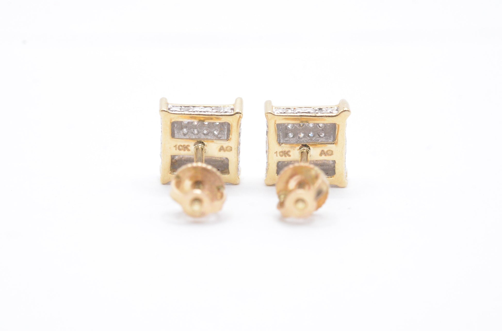 0.15 cttw Square Diamond Cluster Earrings 10K Yellow Gold Cluster Studs