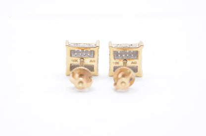 0.15 cttw Square Diamond Cluster Earrings 10K Yellow Gold Cluster Studs