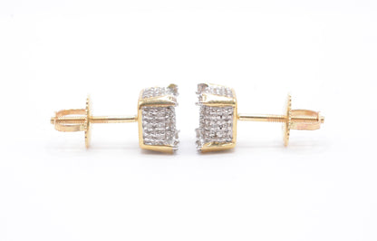 0.30 cttw Square Diamond Dice Cluster Earrings 10K Yellow Gold Cluster Studs