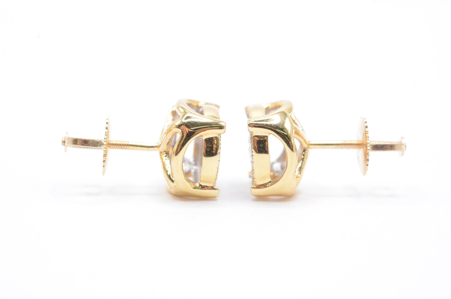 0.25 cttw Diamond Concave Disc Cluster Earrings 10K Yellow Gold Cluster Studs