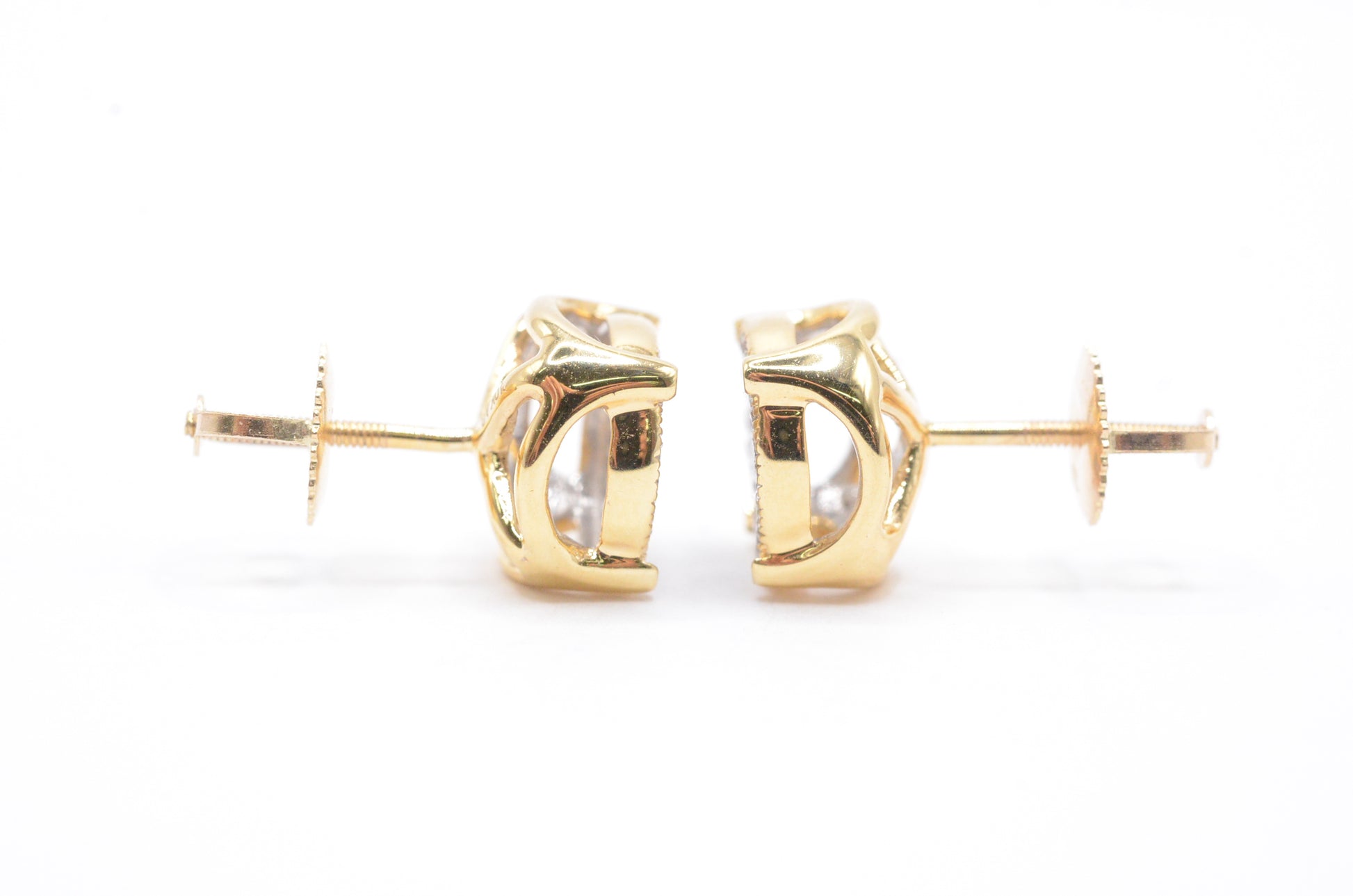 0.25 cttw Diamond Concave Disc Cluster Earrings 10K Yellow Gold Cluster Studs