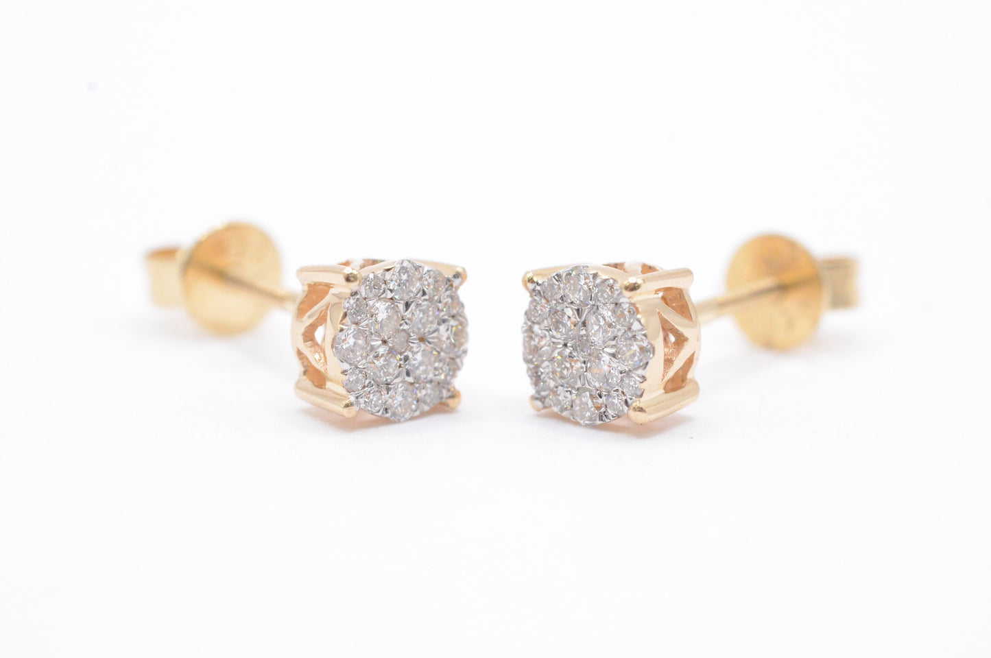 0.30 cttw Diamond Round Cluster Earrings 4 Prong 14K Yellow Gold Cluster Studs
