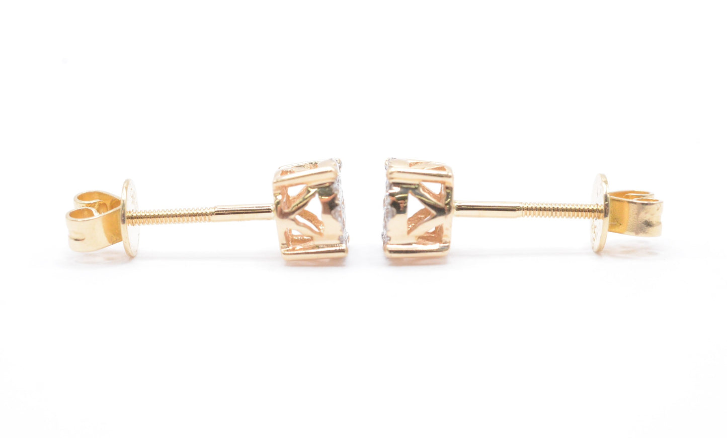 0.30 cttw Diamond Round Cluster Earrings 4 Prong 14K Yellow Gold Cluster Studs