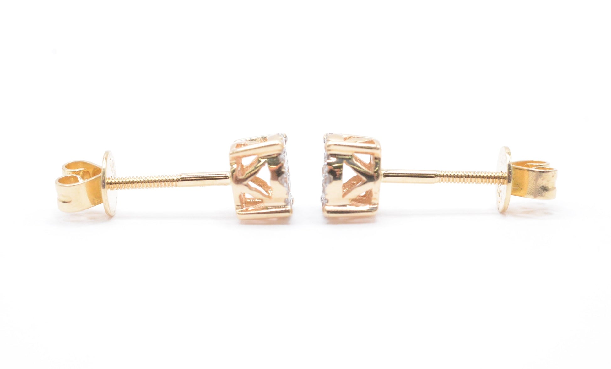 0.30 cttw Diamond Round Cluster Earrings 4 Prong 14K Yellow Gold Cluster Studs