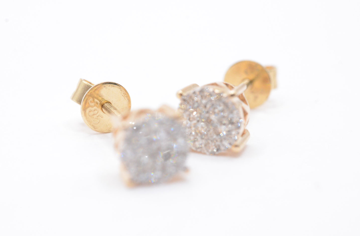 0.30 cttw Diamond Round Cluster Earrings 4 Prong 14K Yellow Gold Cluster Studs