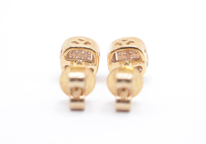 0.20 cttw Micro Pave Diamond Square Cluster Earrings 10K Yellow Gold Cluster Studs