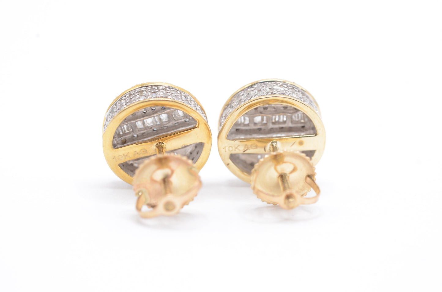 1.00 cttw Diamond Stop Sign Cluster Earrings 10K Yellow Gold Cluster Studs