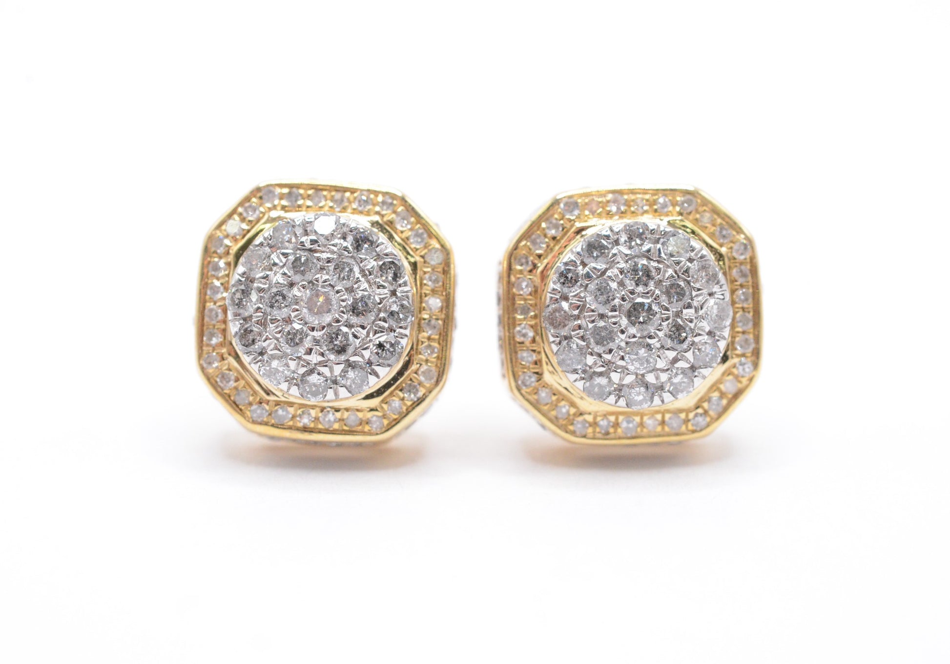 0.35 cttw Diamond Cube Cluster Earrings 10K Yellow Gold Cluster Studs