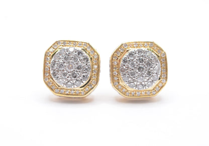 0.35 cttw Diamond Cube Cluster Earrings 10K Yellow Gold Cluster Studs