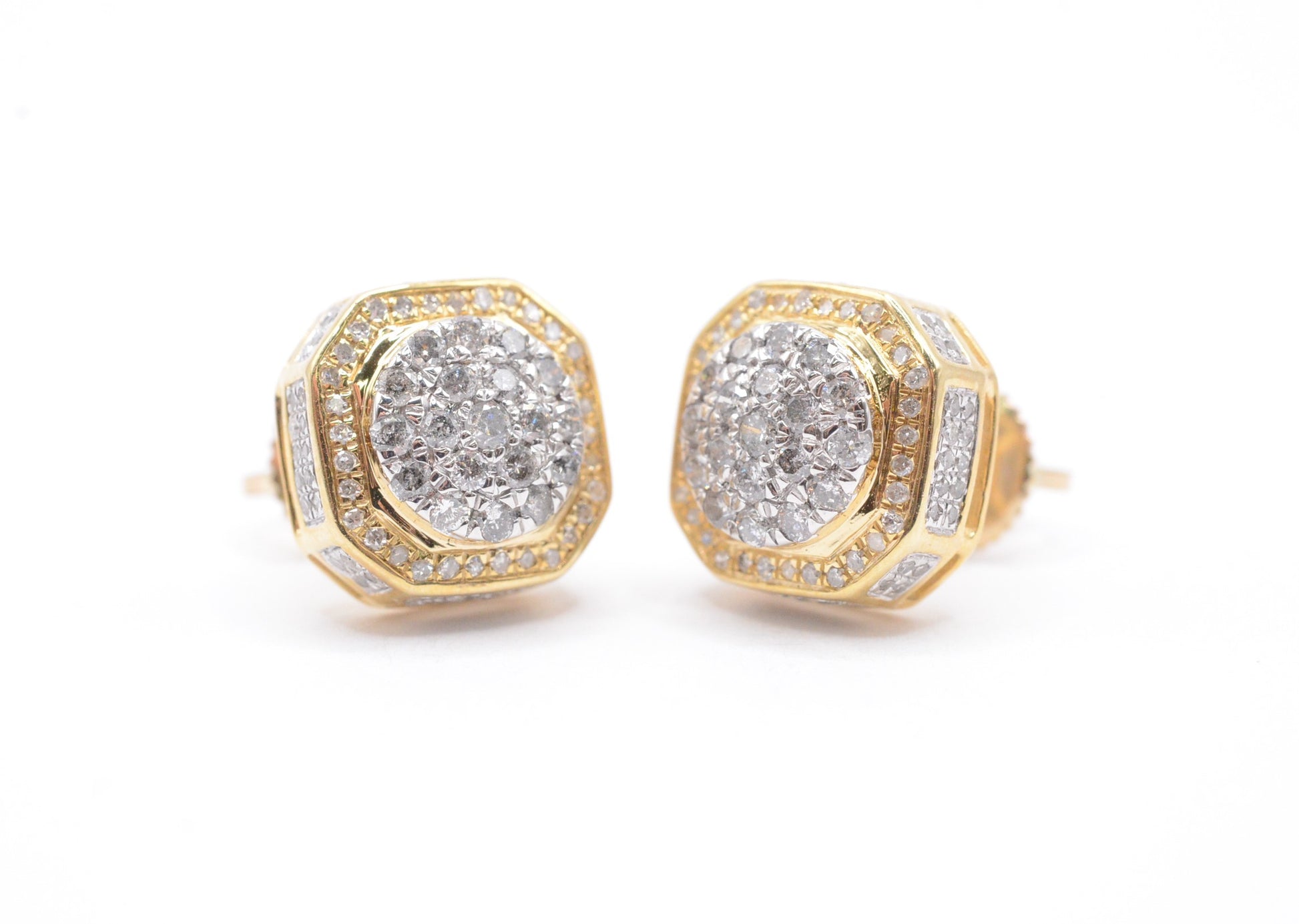 0.35 cttw Diamond Cube Cluster Earrings 10K Yellow Gold Cluster Studs