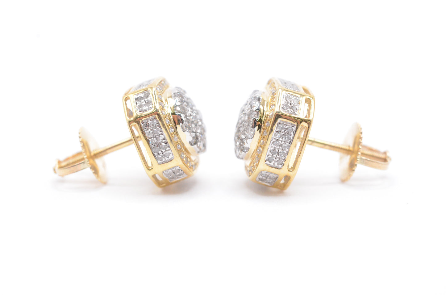 0.35 cttw Diamond Cube Cluster Earrings 10K Yellow Gold Cluster Studs